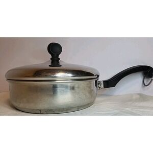 Vintage Farberware Stainless Steel Aluminum Clad 7" Saute Skillet w Lid